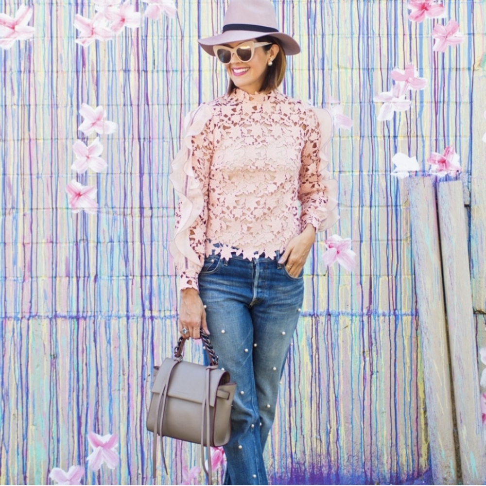 Self-Portrait Guipure and Organza Blouse